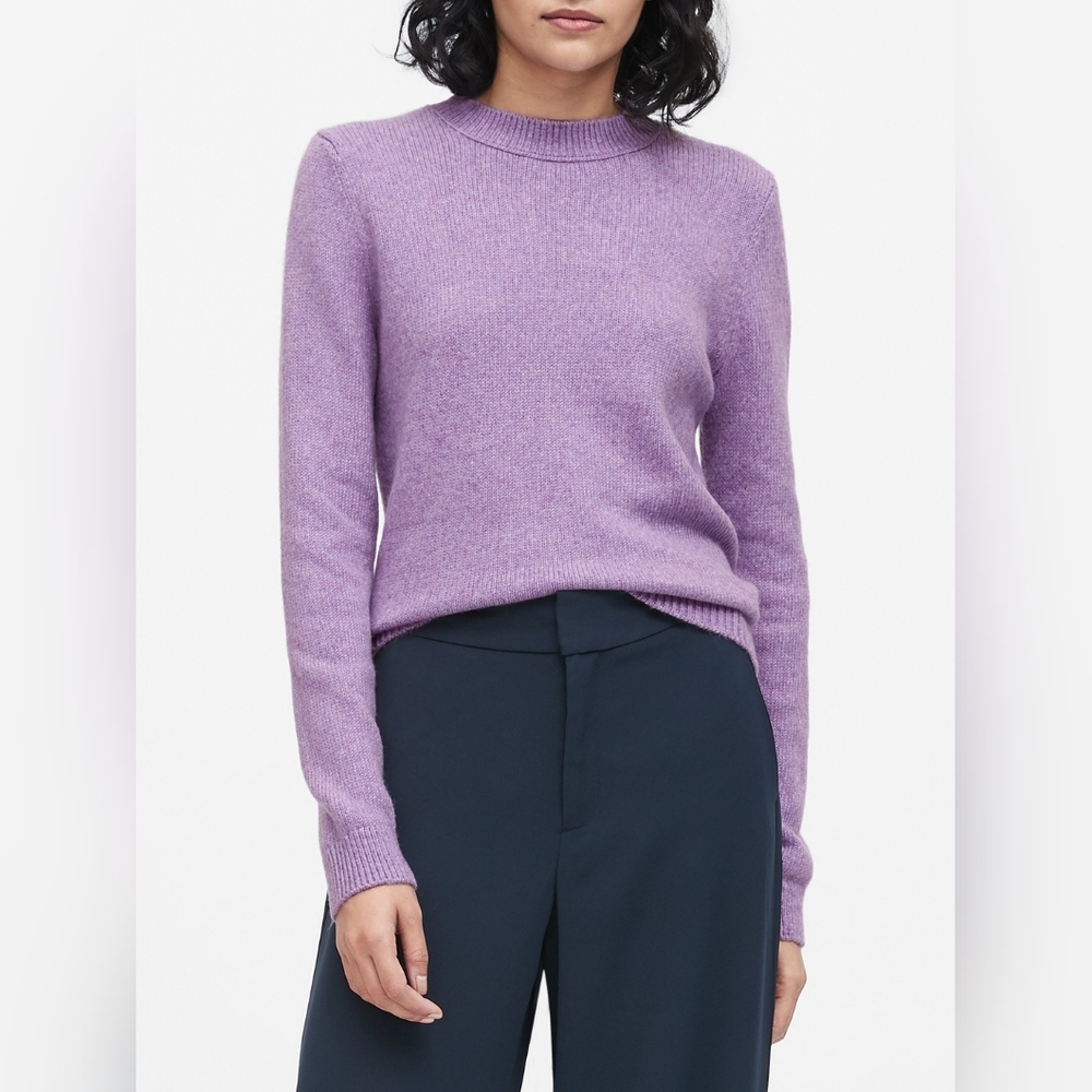 Banana Republic Cozy Cotton-Blend Crewneck Sweater - Lilac Purple